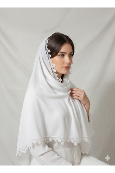 arzumçeyiz 3 Kenarı İşlemeli El İşi İğne Oyası Mevlüt Başörtüsü 140 * 70 Cm B...