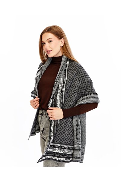 panşalço نموذج الكليم أنثراسايت، شال كتف كبير الحجم، شال كتف تريكو، شال، نسائ...
