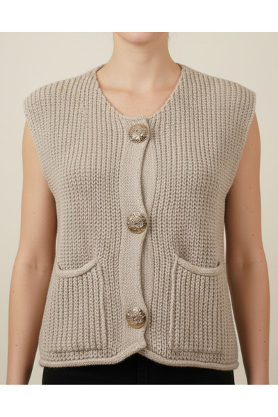 franky B Дамски безръкавен плетен кардиган от висок клас