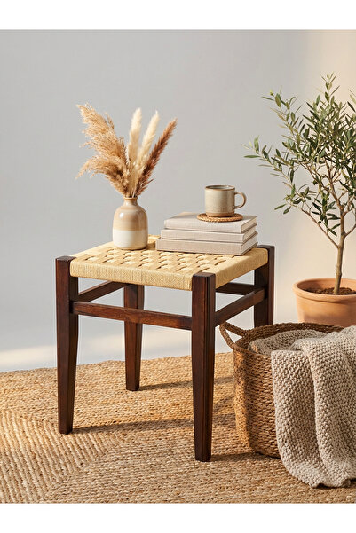 ARMES EV CONCEPT El Yapımı Ahşap Örgü Masa – Modern ve Doğal Tasarım (52x47 cm)