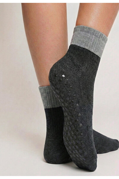 FENRA STUDIO Full Towel Anthracite Gray Women's Socks with Anti-Slip Soles fo...