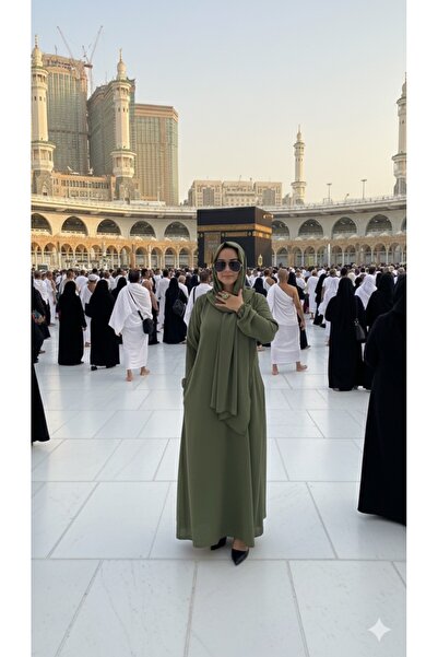 Vivezza Φόρεμα Umrah με μοντέλο İnci, σάλι και δώρο Zikirmatik