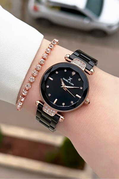 Daniel Klein Bakır Siyah Renk 2 Yıl Garantili Kadın Kol Saati ve Bileklik