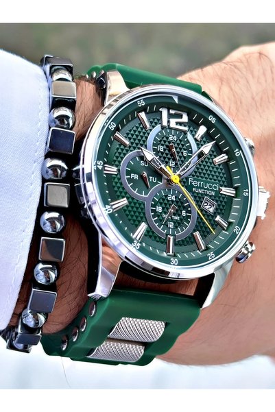 Ferrucci ساعة يد رجالية بسوار سيليكون طراز FCF14521FS.04