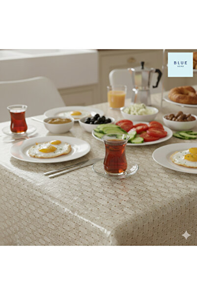 Blue Home Straw Transparent Coated Lace-Look Non-Slip Easy to Clean - Stain R...