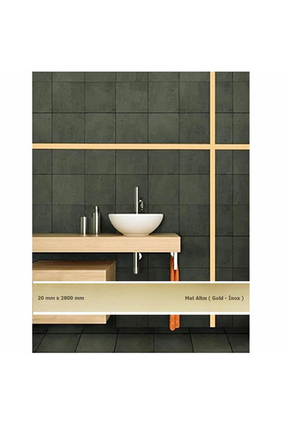 EYM 20 mm x 2800 mm Mat Altın Sibu Aynalı Pleksi Şerit Mobilya Süsü