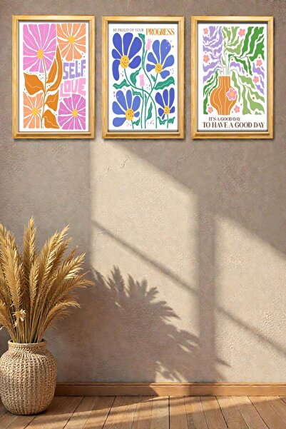 Nod 3-Piece Wooden Frame Look Stylish Wall Painting Model, Home, Living Room,...
