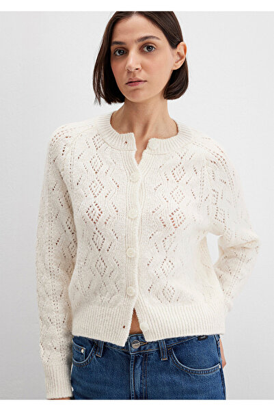 Mavi Wollmischung Ecru Cardigan Slim Fit / Enganliegend 1710812-70057