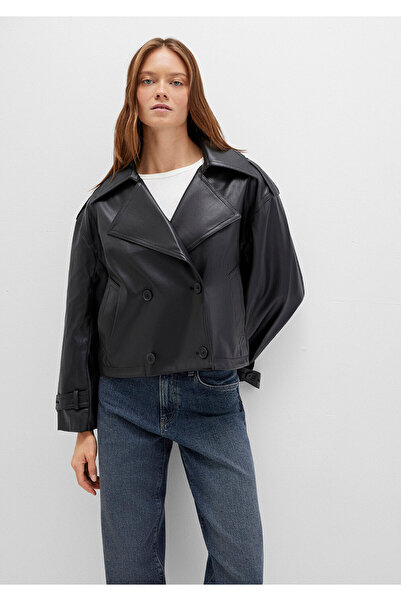 Mavi Μαύρο τζάκετ από συνθετικό δέρμα oversized / Φαρδιά εφαρμογή 1110709-900