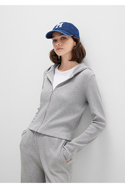 Mavi Zippered Textured Gray Sweatshirt 1613383-80018
