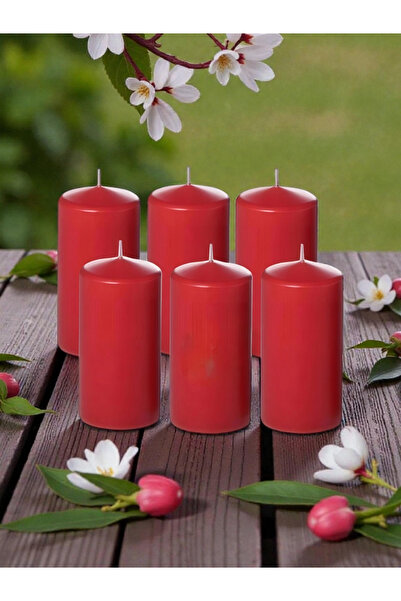 ABAYASU Iv Candles Homedecor 6'lı Kırmızı Baton Küçük Mum