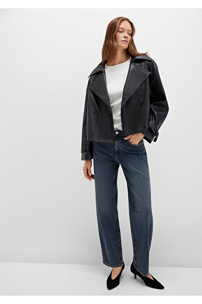 Mavi Μαύρο τζάκετ από συνθετικό δέρμα oversized / Φαρδιά εφαρμογή 1110709-900