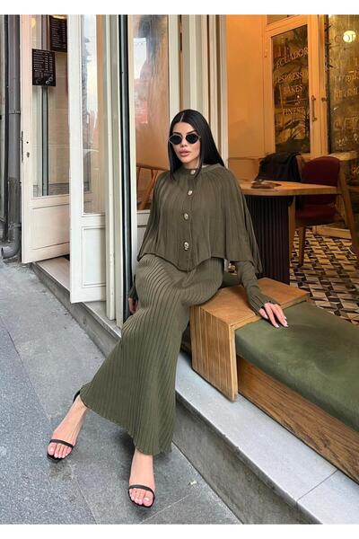 TOFAN TRİKO Double Set with Cape Detail