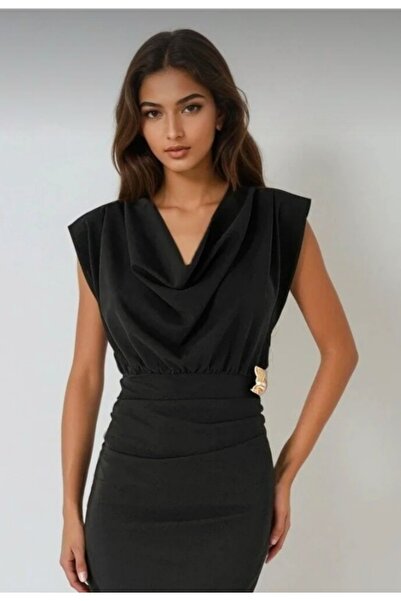 OLSAMODA KADIN VATKALI DEGAJE YAKA ÇIKARILABİLİR BROŞLU ANVELOP KESİM DÜĞÜN NİŞAN SÖZ DAVET ELBİSESİ