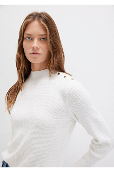 Mavi Ecru Pullover mit Schulterdetail, Slim Fit / enge Passform 1710798-70057