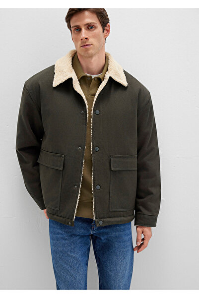 Mavi Πράσινο μπουφάν με λεπτομέρεια από ψεύτικη γούνα oversized / Φαρδιά εφαρμογή 0110080-86764