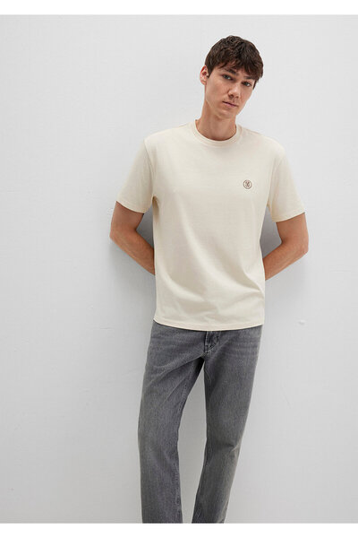 Mavi Λογότυπο Κεντημένο Μπεζ Basic T-Shirt Loose Fit / Loose Relaxed Fit 067074-70072