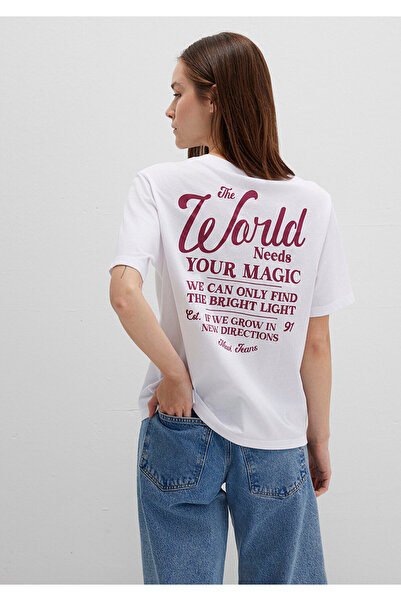 Mavi Tricou alb cu imprimeu Regular Fit / Normal Cut 1613486-620