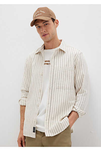 Mavi Ριγέ μπεζ πουκάμισο Regular Fit / Normal Cut 0211702-90923