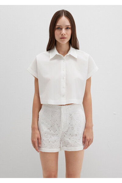 Mavi Collar Detailed Crop Ecru Shirt Crop / Short Cut 1211170-70057