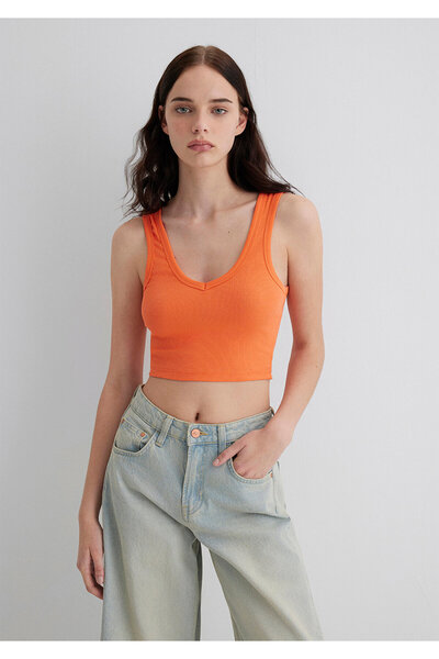 Mavi V Neck Orange Basic Crop Crop / Κοντό κόψιμο 1612375-71272