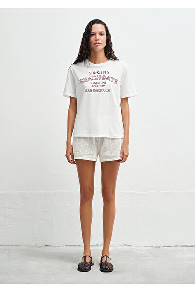 Mavi Τυπωμένο T-Shirt Ecru Regular Fit 1613183 -70057