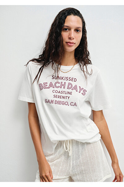 Mavi Τυπωμένο T-Shirt Ecru Regular Fit 1613183 -70057