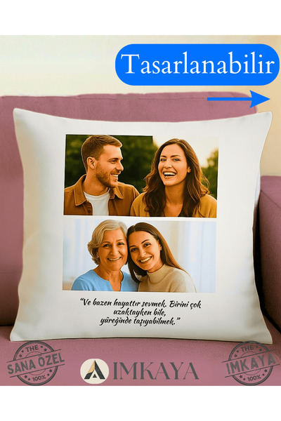 imkaya Kişiye Özel 40x40 Yastık 1. Kalite Boncuk Silikon İle Doludur / Sevgili Arkadaş Hediyesi
