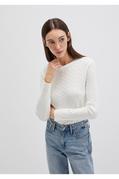 Mavi Pulover alb cu decolteu slim fit / croială strâmtă 1710341-70057