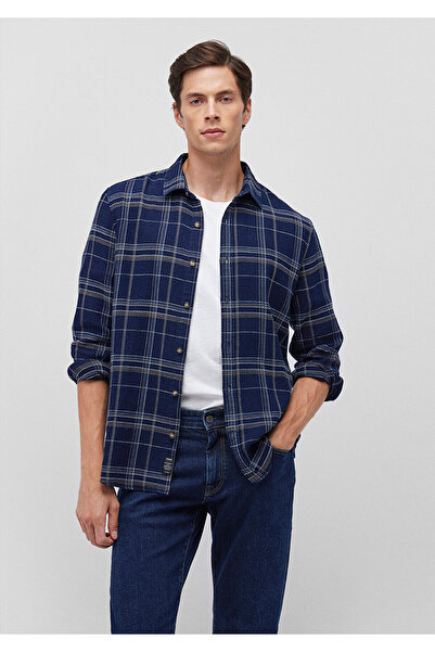 Mavi Сорочка в клітинку темно-синя Slim Fit / вузький крій 0211269-88669