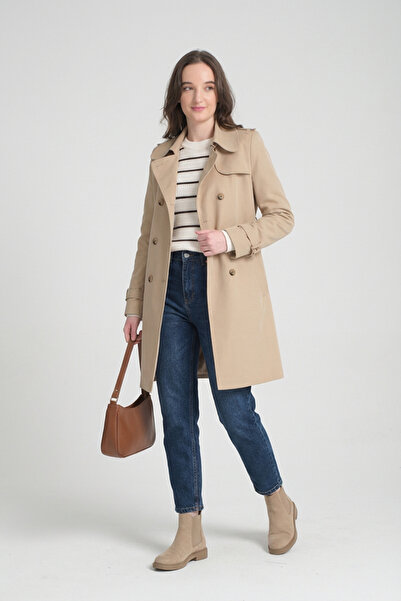 Soydan Güner Su Itici Özellikli Kırışmaz Kumaş Trençkot Bej 5840