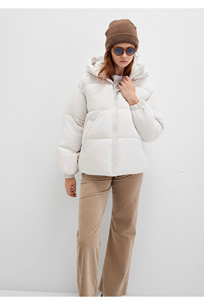 Mavi Hooded White Puffer Coat 1110199 -83746
