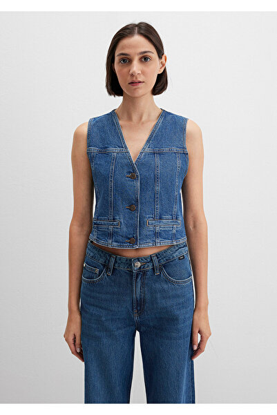 Mavi Merlin Real Blue Koyu Jean Yelek Fitted / Vücuda Oturan Kesim 1110265-85670