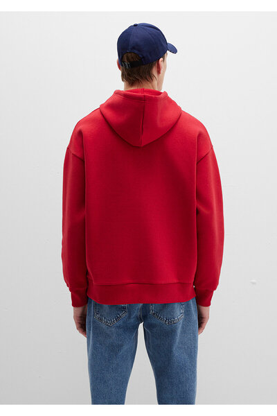 Mavi Emblémával nyomtatott kapucnis piros pulóver 067149-70464