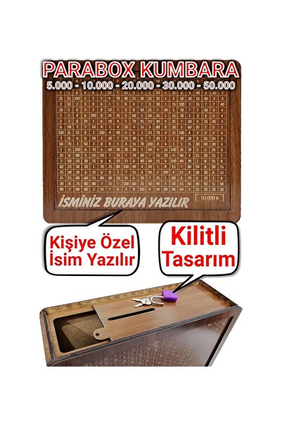 Genel Markalar Parabox Kumbara Isteğiniz Doğrultusunda Üzerine Isim Yazılır, Talebinize Göre Kilitli