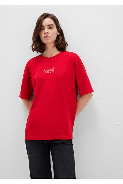 Mavi Emblémával nyomtatott piros póló Oversize / Wide Cut 1611592 -82054