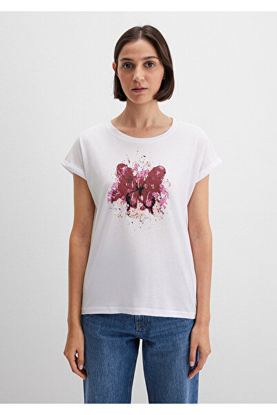 Mavi BiałyT-shirt Stambuł - Nadruk motyli,RegularFit 167576 -620