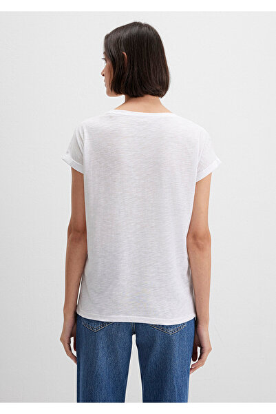 Mavi Biała koszulka z nadrukiem z logo Slim Fit / Slim Fit 166422-620