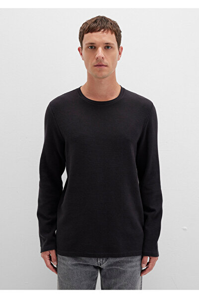 Mavi Μακρυμάνικο μαύρο μπλουζάκι με υφή Slim Fit / Slim Fit 064622 -21842