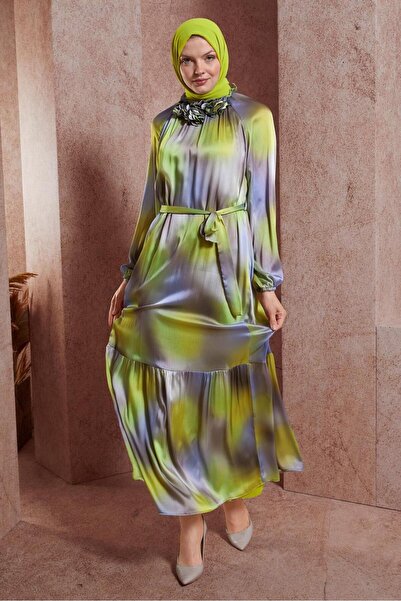 Alvina Belted Satin Dress 44563