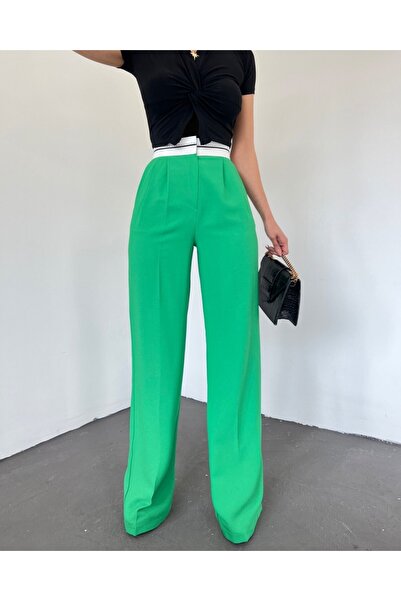 Modamorfo Αντεστραμμένη ζώνη μέσης Velcro χαλαρό παντελόνι -πράσινο