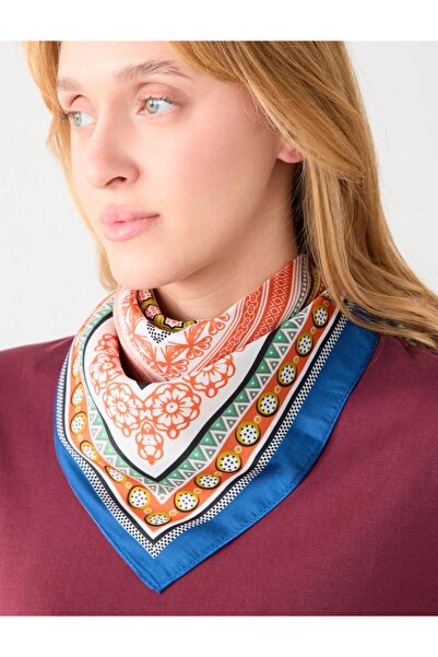 Jimmy Key Navy Blue Ethnic Patterned Striped Scarf