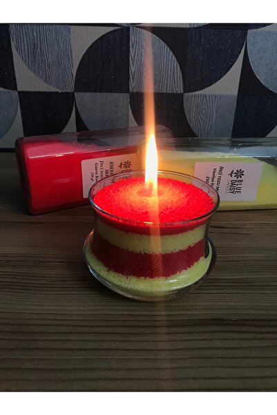 BlueDaisyCandle Inci Tozu Mum  Kırmızı + Sarı taraftar seti  ( 60 Adet Fitil Ile ) 250 GR + 250 GR İnci tozu mum