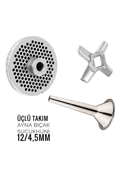 DOĞAN ÇİFTEL Kıyma Makine Aynası Bıçağı Sucuk Köfte Hunisi 12/3,5 TAKIM