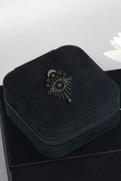 Ecrou Seyahat Tipi Takı Kutusu Siyah 10 x 10 x 4,5 cm