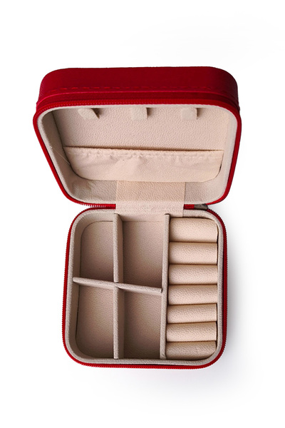 Ecrou Çift Gözlü Seyahat Tipi Takı Kutusu Kırmızı