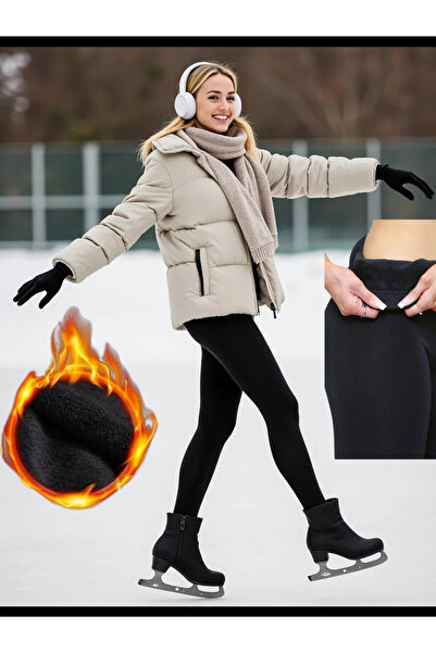 MİSTİRİK Rieti Model Pelüşlü Dokuma Sıcak Tutan Sıkılaştıran Ve Toparlayan Tayt Siyah Renk