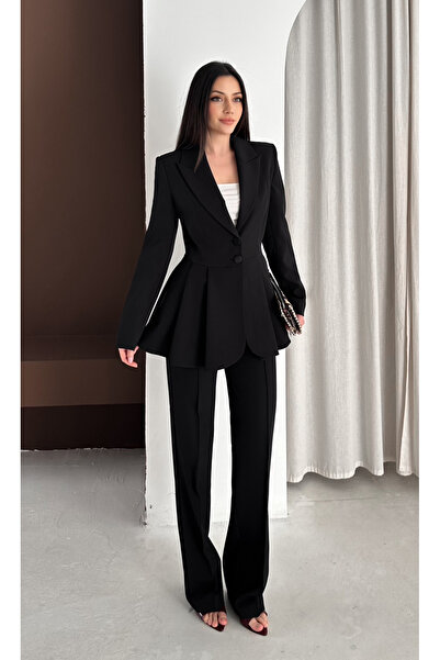 VUNTAL Volanlı Blazer İkili Pantolonlu Takım