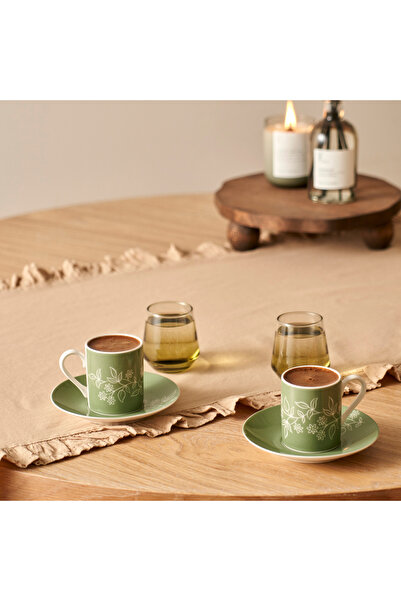 Bella Maison Garden 2'li Porselen Kahve Fincanı Seti Yeşil (90 cc)