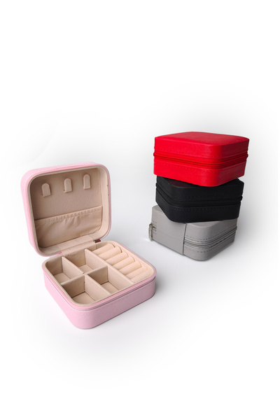 Ecrou Çift Gözlü Seyahat Tipi Takı Kutusu Pembe